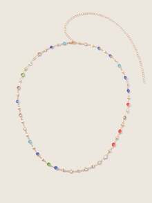 Valisandre 1pc Bohemian Style Colorful Beaded Body Chain, Alloy Waist Chain, Versatile For Party, Vacation, Photography, Gift, Daily Wear - Multicolor - View 5