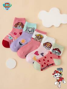 5 Pairs Paw Patrol Series Authentic Chase Rubble Striped Heart Cartoon Children's Mid-Calf Socks - Multicolor - View 8