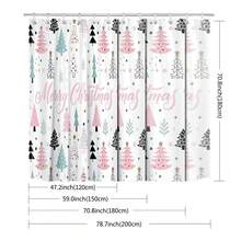 1pc Christmas Tree Letter Shower Curtain, Vintage Design, Waterproof Bath Curtain, Suitable For Bathtub Partition, Bathroom Decor And Bathroom Accessories, Home Decor Gift, Comes With 12 Hooks - Multicolor - View 3