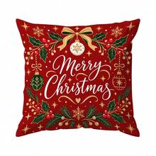 4pcs/1pc Christmas Tree Pattern Pillow Case Without Insert, Single-Sided Printed Pillow Case, Suitable For Living Room, Bedroom, Home Decor, All-Season Pillow Case - Multicolor - View 14