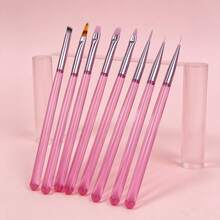 8Pcs Multifunctional Nail Art Brush Set Multiple Sizes Professional Manicure Painting Drawing Liner Pen For Nail DIY Decoration - Watermelon Pink - View 8