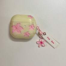 Fashion Creative Cream Yellow Lily Flower Pendant Earphone Case Compatible With AirPods 5 New Pro 3 Protective Cover Pro 2/Pro Cute Apple 4 Minimalist 3 Personalized 1/2 Generation Women Earphone Case Protective Cover Spring/Summer Earphone Case/Birthday Gift/Holiday Gift - Light Yellow - View 6