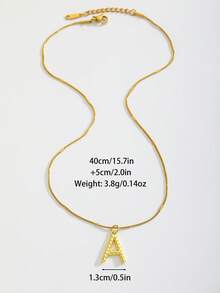 1 Buah Kalung Rantai Ular Stainless Steel Warna Emas, Liontin Inisial Tali Terpilin, Perhiasan Minimalis Elegan yang Dipersonalisasi untuk Sehari-hari & Pesta - Emas - View 5
