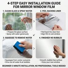 1 Roll One-Way Privacy Window Film, Heat Insulation & Sun Protection, Reflective Mirror Window Sticker, Suitable For Home Glass Windows, Static Adhesion, Removable, UV Protection, Anti-Glare - One-way Mirror - View 11