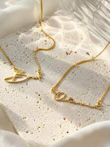 1pc Personalized Minimalist Name Necklace, Customized Box Chain Necklace, Exquisite Name Jewelry, Birthday Gift For Her, Bridesmaid Gift, Christmas Gift, Customized Name Necklace, Women's Necklace, Jewelry Gift, Customized Jewelry Gift, Customizable Item, Anniversary Gift, Halloween, Valentine's Day Gift - Multicolor 2 - View 6