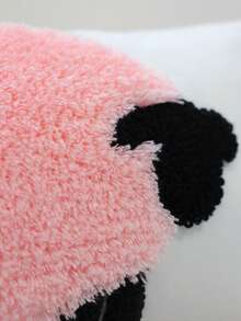 1pc Cute Sheep Flocked Rectangular Throw Pillow Cover, Cartoon Animal Fabric Cushion Case, Living Room Bedroom Sofa Decorative Pillowcase Without Pillow Insert - Pink - View 3
