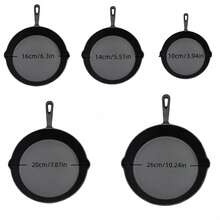 GRNupld 5-Piece Cast Iron Flat Bottom Skillet Set With Teardrop Handle – Suitable For Oven, Stove, Grill And Campfire, Versatile For Frying, Stewing, Roasting, Ideal For Indoor And Outdoor Cooking, Multi-Functional Kitchen Tool - View 3