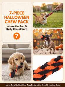 3/4/7 Piece Halloween, Halloween Toys, Dog Rope Chew Toy Set, Rope Chew Toys, Puppy Interactive, Puppy Teething, Cleaning, Puppy Training Teeth, Machine Washable, Ultra Durable, Great For Agility Training, Pulling - Multicolor - View 5