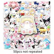 50pcs 3D Sanrio Cartoon Stickers, Suitable For Decorating Phone, Tablet, Laptop, Camera, Desk, Diary, Planner (Random Color And Style) - Multicolor - View 2