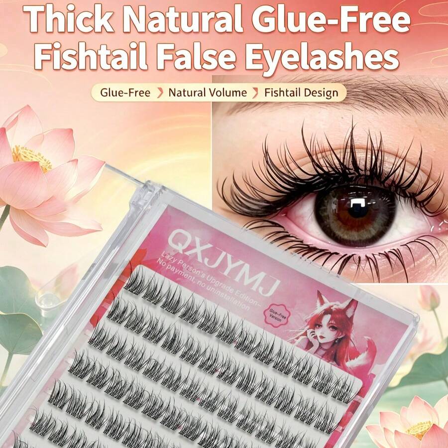Lina New Glue-Free False Eyelashes, No Glue Needed 3-Step Slouchy Eyelashes, Single Cluster Segmented Lash Extensions, Versatile For Daily Commute, Dating And Party, Reusable Lash Extension Clusters Set - C - View 1