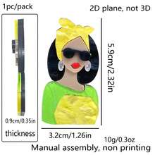 2D Flat Acrylic Brooch, 1pc Classic Fashion Pure Style High-End Mixed Color Girl & Witch Design, Shiny Effect - A - View 4