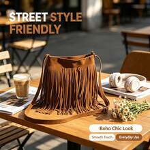 Vintage Western Fringe Shoulder Bag Lightweight Bohemian Style Crossbody Bag With Adjustable Strap And Magnetic Closure Suitable For Any Occasion Classic Fringe Shoulder Bag - Brown - View 3