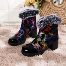 بوت نسائي بكعب عالي بطبعة فراشة متعدد الاستخدامات للارتداء اليومي والعطلات والسفر - الأسود - مشاهدة 9