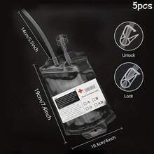 5件組 PVC材質 Cosplay 恐怖道具 350ml Happy Halloween 裝飾血袋能量飲料袋 吸血鬼血袋氛圍營造道具 - 無色 - 查看 8