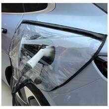 1pc Universal Electric Vehicle Charging Port Waterproof Cover, Transparent PVC Rainproof Dustproof Leak-Proof Protective Sleeve, Easy Installation All-Weather Durable Accessory, Suitable For New Energy Electric Vehicle Outdoor Charging - Multicolor - View 2