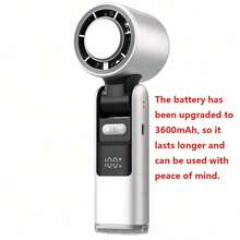 Handheld Turbo Fan With Ice-Cold Wind, Adjustable Wind Speed, Rechargeable Personal Fan, Handheld/Desktop/Neck-Hanging Mini Fan, Portable Cooling, Suitable For Travel, Outdoor, Office, Work, Summer, Camping, Upgraded Battery Capacity To Two 1800 MAh Batteries, Total Capacity 3600 MAh - A - View 12