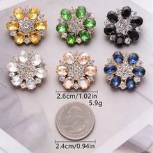 4PCS Crystal Rhinestone Hand-Sewn Buttons Flower Shape Decorative Buckles For Women Coats Dresses Jackets Formal Wear Clothing Repair - Multicolor - View 4