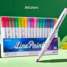 48pcs Double-Line Outline Pen, Student Drawing Marker, Fluorescent Pen, Drawing Notebook, Line Drawing Pen. School Start Season, Christmas Drawing, Halloween Drawing, Student Supplies. - Sets - View 11