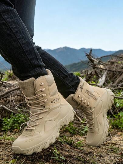 Men's Outdoor Hiking Boots, Men's Water Crossing And Mountaineering Professional Tactical Boots For Battlefield Training, Wear-Resistant Slip-Resistant And Comfortable Outdoor Shoes