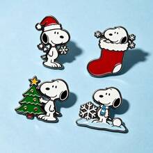 SNOOPY قطعة واحدة دبوس معدني بتصميم كلب كرتوني، شارة سبيكة ديكور عيد الميلاد اللطيف، إكسسوار إبداعي، هدية للأصدقاء - متعدد الألوان - مشاهدة 2