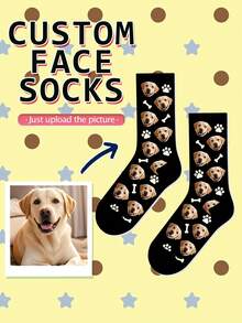 1 Pair Of Custom Socks,Custom Face Socks,Pattern Personalized Photo Socks, Put Any Face On The Socks, Best Gift For Friend Funny Socks,Cute,Pat,Dog - Multicolor - View 9