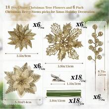 Sparkling Christmas Products - Flower Clips, Christmas Trees, Wreath Decorations, Artificial Flowers, Picking Decorations, DIY Wreath Decorations, New Year's Wedding, Home Furnishings, Party - Multicolor - View 10