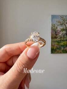 MADEONE 1件獨特設計橢圓形戒指，適合藝術收藏，當代禮品與獨特時尚配件 - 設計橢圓 - 查看 2