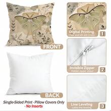 4pcs/1pc Vintage Insect Collage Design Pattern Pillow Case, Single-Sided Print Pillow Cover, Suitable For Living Room, Bedroom, Home Decor, All Season Pillow Case - Multicolor - View 3