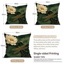4pcs/1pc Vintage Gilded Lotus & Dragonfly Pattern Pillow Case, Single-Sided Printed Pillow Case, Suitable For Living Room, Bedroom, Home Decor, All-Season Pillow Case - Multicolor - View 2