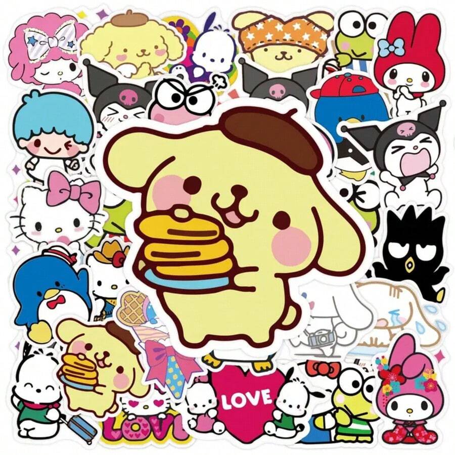 SANRIO (معتمد) 200/100/50 قطعة ملصقات سانريو سينامورول كورومي ماي ميلودي | ألوان مختلطة، طباعة حيوانية، ذاتية اللصق، مطفأة، مناسبة لديكور المكتب، إغلاق الأظرف، ديكور الحفلات (ألوان وأنماط عشوائية) - متعدد الألوان - مشاهدة 1