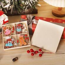 6pcs/12pcs Wooden Christmas Decorative Hanging Ornaments, Christmas Tree Decorations, Reindeer Small Pendant, Snowflake Hanging Decor, Christmas Atmosphere Decoration Accessories, Suitable For Home, Office, School Use, Christmas Gift - Multicolor - View 2