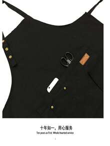 Thickened Waterproof Apron, Cross Back Strap Design, With Pockets, Unisex, Kitchen Oil-Proof Apron, Suitable For Nail Salon, Hair Salon, Restaurant, Server, Kitchen, Bathroom, Home, Household Items - Black - View 4