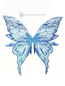 Large Adult Butterfly Wing Set, Including Halloween Costume Props Butterfly Wings And Elf Baton, Halloween Princess Angel Costume Props. - Multicolor - View 8