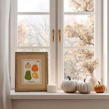 1pc Frameless Pumpkin Stamp Cozy Fall Kitchen Wall Art Canvas Vintage Quirky Poster For Bedroom Dorm Back To School Gift - Frameless - View 6
