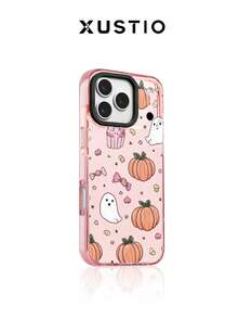 XUSTIO Halloween Ghost Pumpkin Lantern Candy Moon Star Couple Best Friend Phone Case, Dual Color TPU Shockproof Protective Cover, High Aesthetic Holiday Gift, Compatible With Apple 11-18 Pro ProMax Plus - Pink - View 3