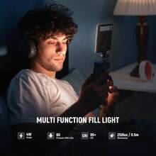 Luz de Vídeo LED Portátil RGB 96 Luces, Lámpara de Relleno Recargable con Clip para Celular, Cámara y Laptop, Temperatura Color 2500‑9000K - Negro - Ver 5