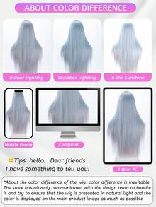 alicegarden Wig sintetis sepanjang 28 inci dengan gaya lurus alami dan warna-warni yang menakjubkan. Dirancang dengan poni, wig palsu ini sangat cocok untuk penggunaan sehari-hari, pesta, dan cosplay, menawarkan wig alami dan tahan lama sebagai hadiah untuk para wanita. - MultiWarna - View 10