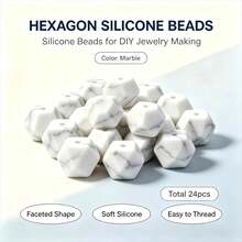 24/100Pcs Morandi Color Palette Faceted Hexagon Silicone Beads, Polygonal Beads For DIY Jewelry & Bead Pen Making - Morandi Color Scheme - View 20