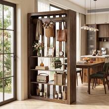 LITTLE TREE 70.9'' Wood Room Divider With Coat Hooks, Freestanding Wall Partition For Home & Office Decorative - 1PC - View 5