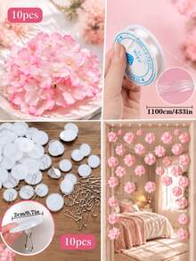 10/21pcs DIY Rangkaian Bunga Hydrangea Merah Muda Gantung, Tirai Bola Bunga Kain Rakitan Sendiri dengan Tali Elastis Transparan, Dekorasi Bunga Buatan Tangan, Cocok untuk Lengkungan Pernikahan, Jendela, Pintu, Pesta Rumah - MultiWarna - View 9