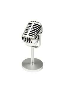 Black/Gold/Silver Vintage Microphone Prop, Adjustable Angle, Plastic Simulation Microphone Decoration, Party Gift, Live Performance, Home Bar Decor - AA - View 10