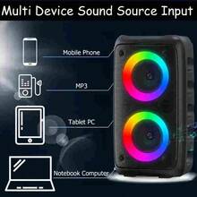 Karaoke Machine - 2 Wired Microphones 85dB, Portable Speaker For Adults, PA System With LED Lights For Singing Karaoke, Supports MicroSD Card/USB, AUX Input, TWS, Suitable For Party Use - Black - View 2
