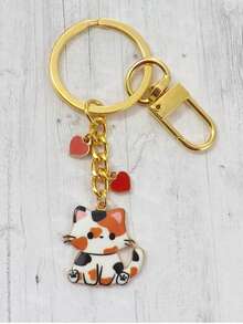 Cute Cartoon Cat Keychain Bag Pendant, Multiple Cute Kitten Charms With Red Heart Decoration, Women's Handbag Backpack Accessory, Daily Decorative Gift - Multicolor - View 5