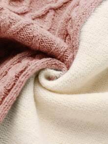 女款新款優雅寬鬆休閒圓領長袖套頭毛衣 + 長褲 2件套，秋冬款 - 粉色 - 查看 9