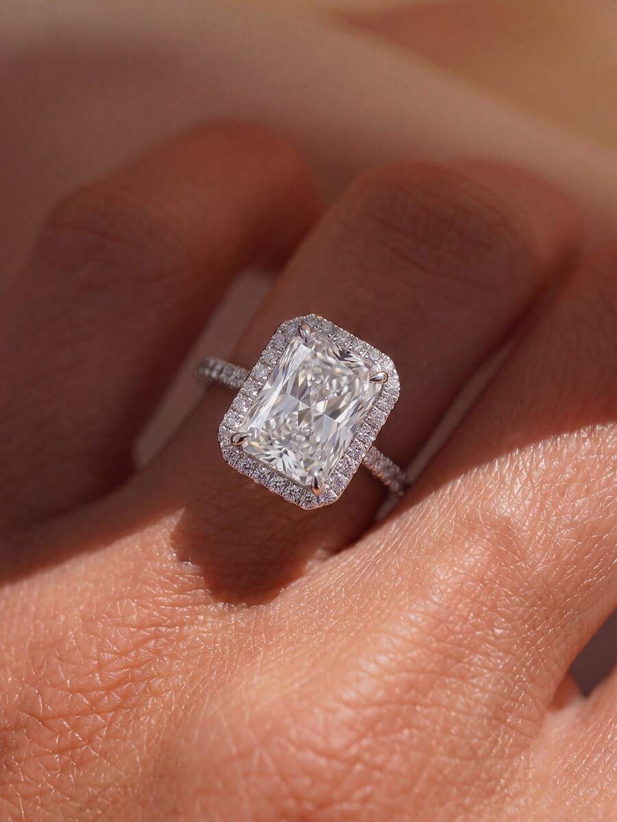 1pc Square Crystal Decor Crown Shaped Ring, Silver Vintage Style, Suitable For Women And Girls, Can Be Used As Gift Or Finger Accessory