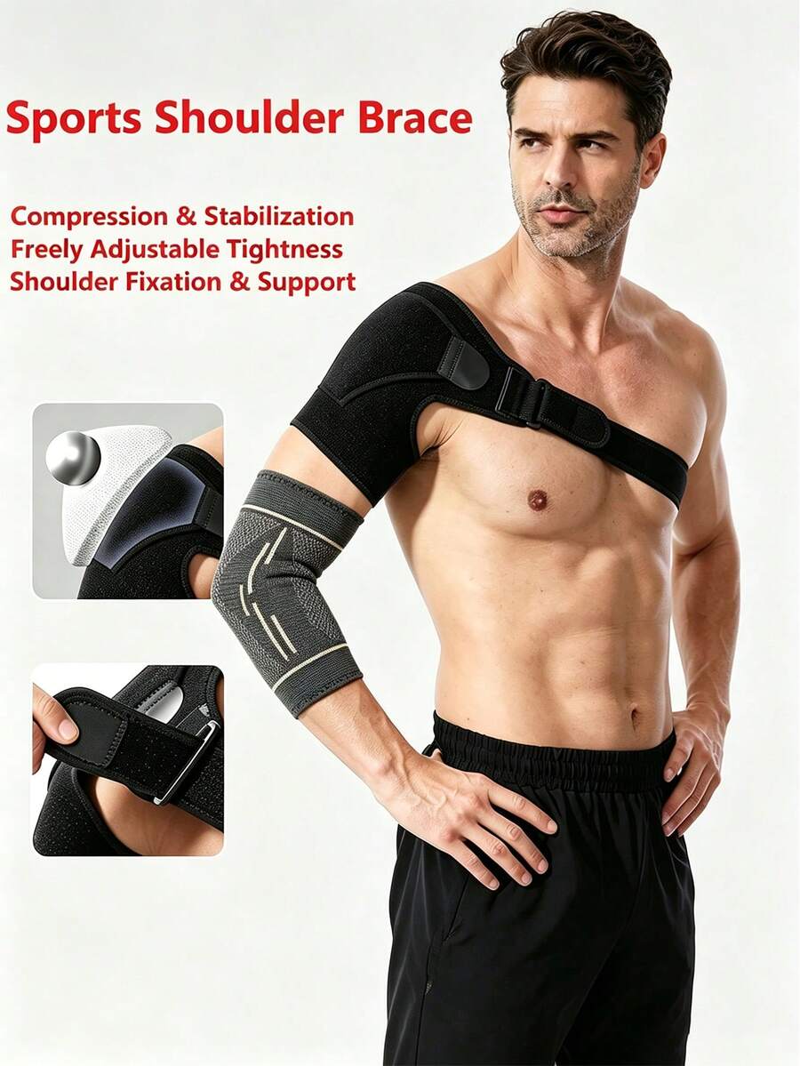 1pc Shoulder Support With Pressure Pad, Unisex Adjustable Shoulder Brace, Protects Left & Right Shoulders - Multicolor - View 1
