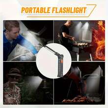 Powerful Handheld LED Flashlight, Mini COB Flashlight With 4 Modes, USB Rechargeable, Portable Foldable Work Light With Hook Design, Suitable For Camping, Fishing, Reading, Repair And Emergency Lighting, IP44 Waterproof Rating - A - View 9