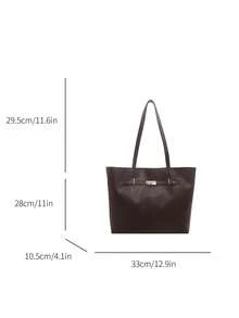 Casual Handheld Underarm Tote Bag, Solid Color, Cross-Border 2026, Large Capacity PU, Women's Fashion Minimalist Shoulder Bag - Coffee - View 11