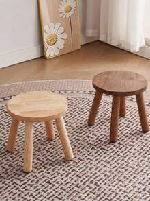 1pc Modern Solid Wood Round Stool, Indoor Plant Stand, Garden Bench, Mid-Century Style Plant Stool, Detachable Wooden Legs, Suitable For Plant Stand, Kitchen, Bathroom, Bedroom, Living Room - Multicolor - View 5