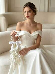 1 buah Buket Genggam Gaya Anggur Bunga Calla Lily Mutiara Terbuat dari 8 Bunga Calla Lily dan Mutiara, Cocok untuk Upacara Pernikahan, Fotografi Adegan Pernikahan, Suvenir Pernikahan, Properti Foto, dan Acara Lainnya - Putih - View 2
